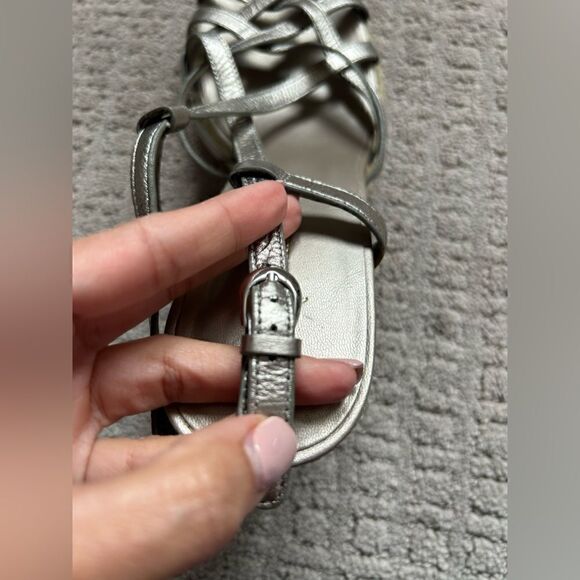 Cole Haan Sandals Meadow Strap Wedge II Metallic Strappy Spadrilles - Picture 8 of 10